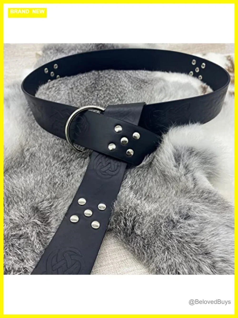 Medieval Embossed PU Leather O-Ring Belt, Retro Renaissance Knight